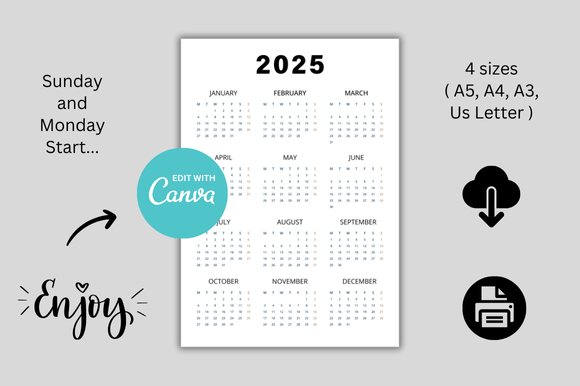 2025 Calendar Canva Editable: Your Year, Your Design