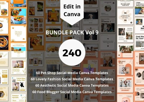 240 Social Media Canva Templates Bundles