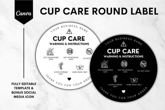 Caring Made Simple: Cup Care Round Sticker Canva Template 4