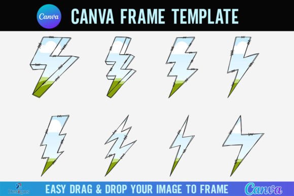 Doodle Lightning Bolt Canva Frame Flash: Creative Design