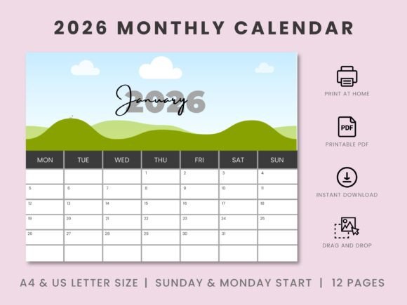 Stay Organized and Creative: The 2026 Monthly Custom Canva Frame Calendar