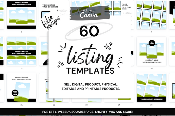 Transform Your Etsy Shop with 60 Editable Templates